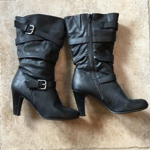 Mid calf black boots